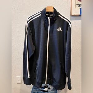 Adidas Climalite 3 Stripe Track Jacket XL Black Full Zip Athleisure